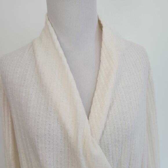 Anthropologie Maeve Rafaela Hacci Sweater Faux Wrap Ivory Surplice Women XS - Picture 5 of 14